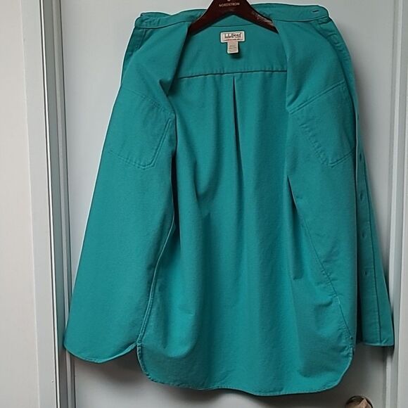 L.L.Bean Aqua Blue long sleeve button up chamois shirt M Tall - Picture 5 of 7